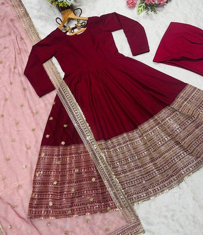Malishka Export Maroon Anarkali Salwar Suit for Women - Image 5